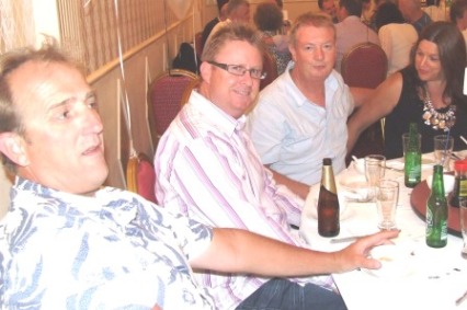 The MFF (Mighty Fighting Fourths to the uninitiated): Skipper Brett Curran, opener Dean Lawson, gap-year player Steve Radford and wife Kerrie.